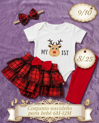 Outfit Navideño Bebé Niña 6-12M | My 1st Christmas